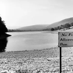 Low Water Levels at Dolygaer Reservoir Print, 25th July 1990