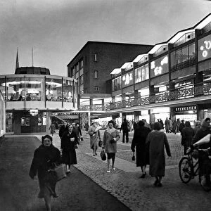 The Lower Precinct, Coventry city centre. 8th December 1959