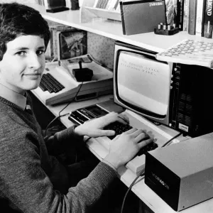 Print of Darren Waters at his computer, circa 1986 Print of Darren Waters at his computer, circa 1986