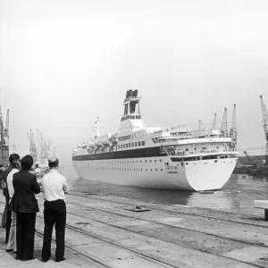 The luxury liner Astor seen here leaving Tees Dock 3rd June 1982 The luxury liner Astor seen here leaving Tees Dock 3rd June 1982