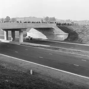 The M1 Motorway, opened only 6 days ago, receives its first vehicles The M1 Motorway, opened only 6 days ago, receives its first vehicles