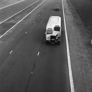 The M1 Motorway, opened only 6 days ago, receives its first vehicles The M1 Motorway, opened only 6 days ago, receives its first vehicles