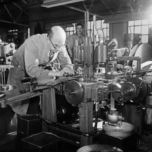 Machinist at Newly Brothers Engineering works in Birmingham. 10th November 1949 Machinist at Newly Brothers Engineering works in Birmingham. 10th November 1949
