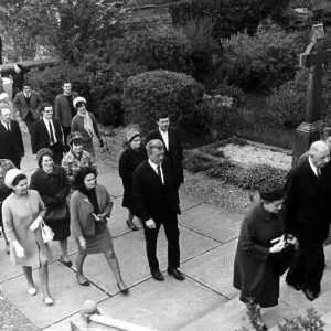 Madame and General Charles De Gaulle - arriving at Sneem Parish Church for Mass Madame and General Charles De Gaulle - arriving at Sneem Parish Church for Mass