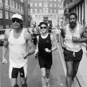 Madonna Pop Singer going for a run with her Bodygaurds Madonna Pop Singer going for a run with her Bodygaurds
