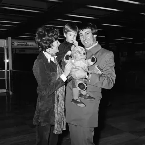 Maggie Smith and Family Depart London Heathrow 1970 Print