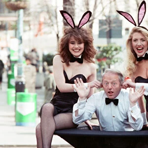 Magician Paul Daniels and showgirls. 15th March 1989
