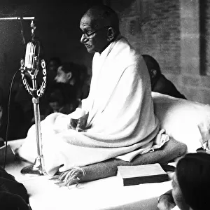 Mahatma Gandhi at Bista House New Delhi at the end of one of his fasts shortly before he