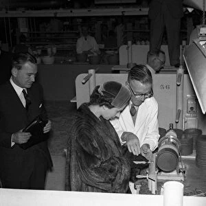 Her Majesty Queen Elizabeth II on a visit to the Wedgewood factory at Barlaston in