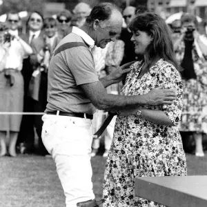Major Ronald Ferguson with his pregnant daughter Sarah at windsor Polo club Major Ronald Ferguson with his pregnant daughter Sarah at windsor Polo club