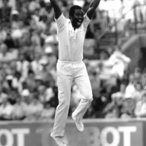 Malcolm Marshall West Indies cricketer celebrates after taking the wicket of Lamb Malcolm Marshall West Indies cricketer celebrates after taking the wicket of Lamb