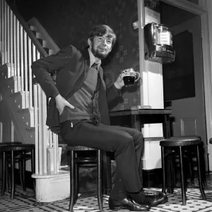 Man at home drinking a pint of beer. November 1969 Z10987-001 Man at home drinking a pint of beer. November 1969 Z10987-001