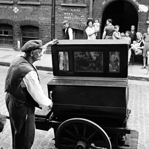 Barrel Organ Print, Whitechapel Street Scene, 1947 Barrel Organ Print, Whitechapel Street Scene, 1947