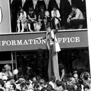 Man on stilts outside army careers office in the Strand 119981 during celebrations Man on stilts outside army careers office in the Strand 119981 during celebrations