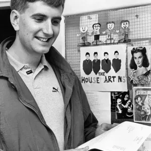 Print of Manager Paul Thompson in office with Housemartin images