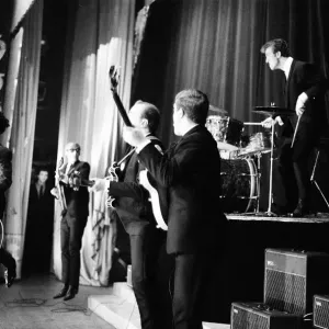 Manchester pop group Freddie and the Dreamers performing on stage at the Britannia Manchester pop group Freddie and the Dreamers performing on stage at the Britannia