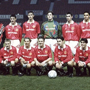 The Manchester United FA Youth team cup team line up before their match against Blackburn