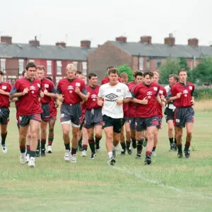 Manchester United in their first day of training. 13th July 1995 Manchester United in their first day of training. 13th July 1995
