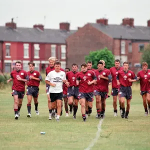 Manchester United in their first day of training. Left to right: Eric Cantona Manchester United in their first day of training. Left to right: Eric Cantona
