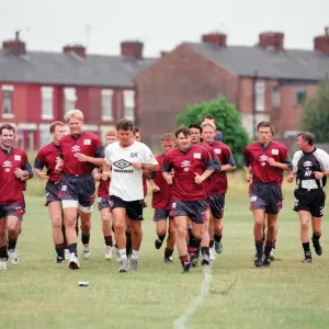 Manchester United in their first day of training. 13th July 1995 Manchester United in their first day of training. 13th July 1995