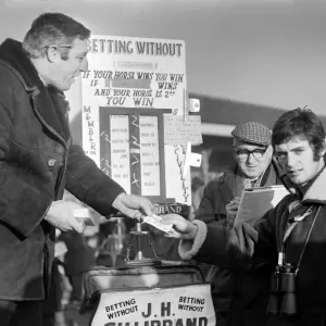 Manchester United football player Willie Morgan at Haydock races Manchester United football player Willie Morgan at Haydock races
