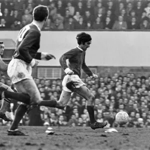 Manchester United footballer George Best in full flight against Wolverhampton Wanderers Manchester United footballer George Best in full flight against Wolverhampton Wanderers