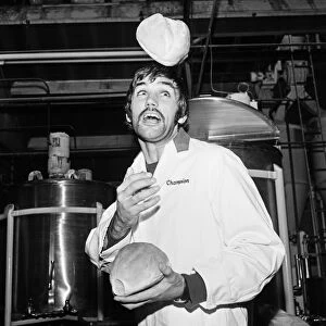 Manchester United footballer George Best pictured at a bread factory in Stockport