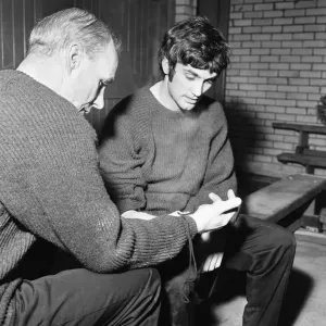 Manchester United footballer George Best during a training session. February 1968