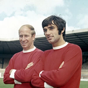 Manchester United footballers Bobby Charlton and George Best at Old Trafford