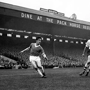 Manchester United forward Dennis Viollet in action during the match against Bolton