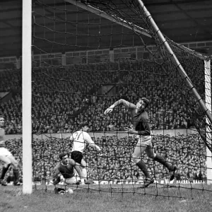 Manchester United goalkeeper Alex Stepney fails to stop a Sunderland goal during their