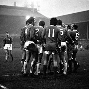 Manchester United and Leicester City players in a heated exchange during the match at