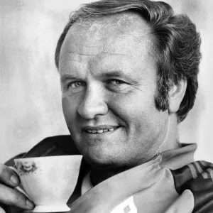 Manchester United manager Ron Atkinson relaxing in his office at the United training Manchester United manager Ron Atkinson relaxing in his office at the United training