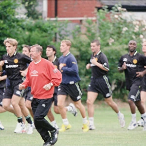 Manchester United in pre season training at the Cliff. Manager Alex Ferguson