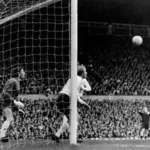 Manchester United v Tottenham Hotspur September 1967 Denis Law sends in an