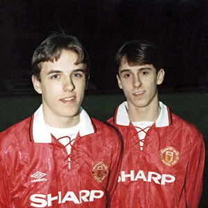 Manchester United youth team players Philip Neville (left