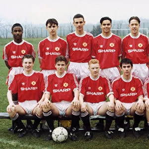 Manchester United youth team pose for a group photograph