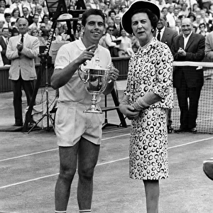 Manuel Santana points out his wife to Princess Marina. 1st July 1966 P011482