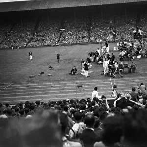 Marathon runner crosses the finish line at Wembley at London Olympic Games 1948