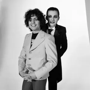 Marc Bolan and vocalist Dave Vanian of The Damned rock group Marc Bolan and vocalist Dave Vanian of The Damned rock group