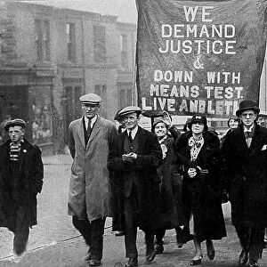 A march against unemployment in Newcastle in April 1934