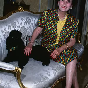 Margaret Duchess of Argyll with pet poodle September 1986