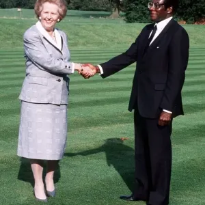 Margaret Thatcher British Prime Minister - Oct 1988 with President Robert Mugabe