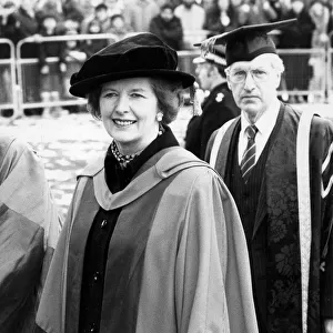 Margaret Thatcher at Buckingham University to receive honorary doctorate - February 1986