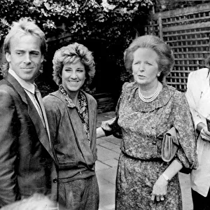 Margaret Thatcher with daughter Carol and John Lloyd and Chris Evert - June 1985