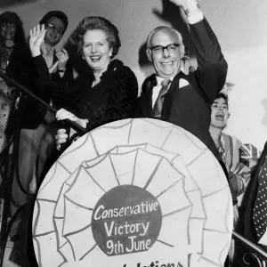 Margaret Thatcher and Denis Thatcher celebrate election victory at Tory party Margaret Thatcher and Denis Thatcher celebrate election victory at Tory party