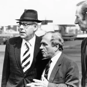 Margaret Thatcher Dennis Thatcher arrives at Newcastle Airport met by Jim Margaret Thatcher Dennis Thatcher arrives at Newcastle Airport met by Jim