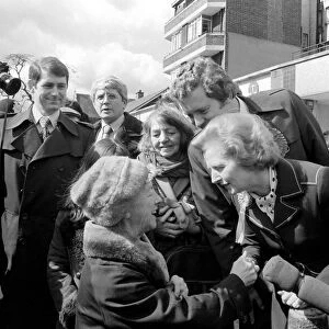 Margaret Thatcher goes to Lambeth to help Mr. Jerry Hanley in by-election. Mrs