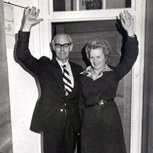 MARGARET THATCHER AT HER HOME IN FLOOD STREET WITH HUSBAND DENIS. PICTURED IN 1977