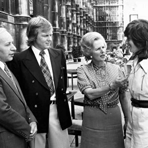 Margaret Thatcher with John Surtees, Ronnie Petereson and Davina Galica on the House of